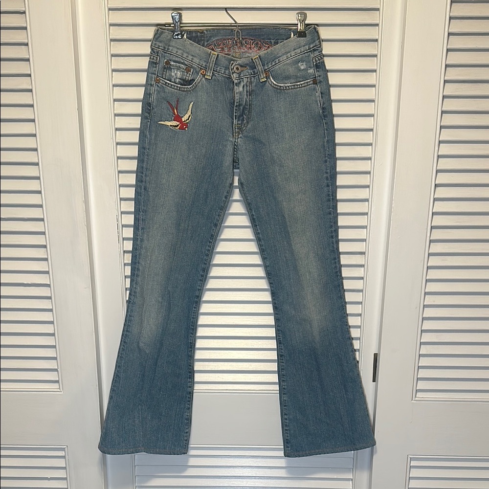 Vintage Y2K Lucky Brand Women's Jeans with Embroidered Detail